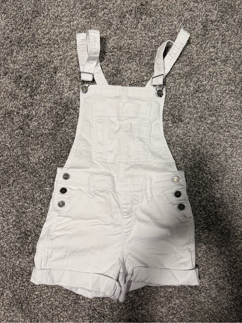 KanCan White Denim Short Overalls